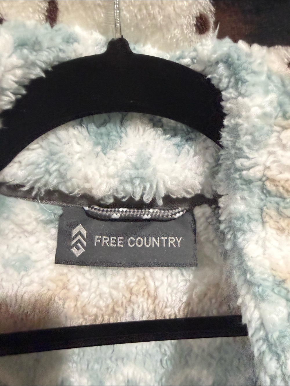 Free Country Plush Zip-Up Jacket in Mint, Cream & Tan - Picture 3 of 5